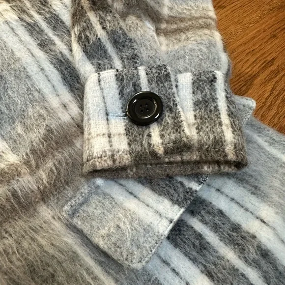 Excellent condition NA-KD Blue Checked Long Oversized Belted Trench Coat - Picture 7 of 7